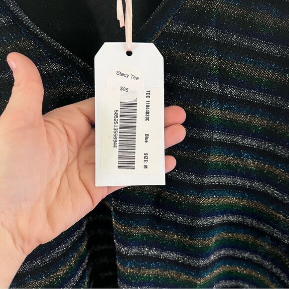 Traffic People NWT Glitter Striped Blouse Top - Picture 5 of 6